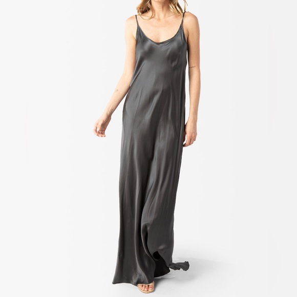 VACANCES Dresses & Skirts - VACANCES Silk Slip Maxi Bias Cut Dress Grey Small